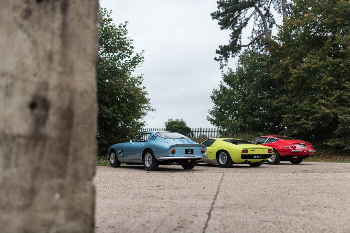 2.FerrariGTB 4LamborghiniMiuraandFerrariDaytonapicturedatGTOEngineeringUK