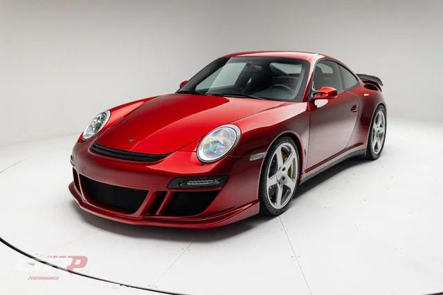 An ultra-rare 2012 RUF Rt 12 R in red is parked in a white studio with a clean background, facing slightly to the right.