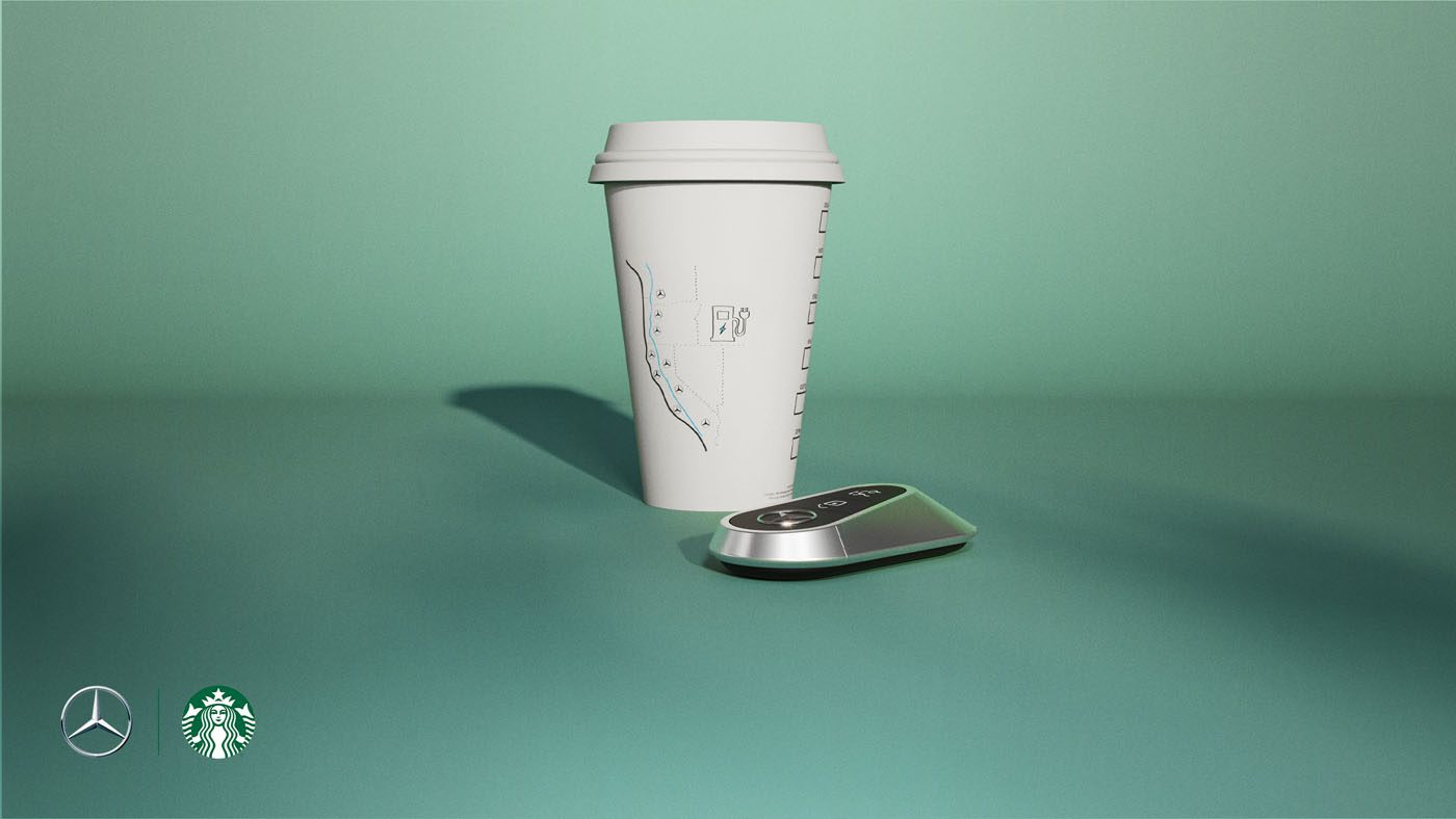 Mercedes Benz und Starbucks kooperieren: Gemeinsames Engagement für ein verbessertes Ladeerlebnis mit Elektrofahrzeugen an 100 Starbucks Filialen in den USA Mercedes Benz High Power Charging and Starbucks Team Up to Launch an Elevated EV Charging Experi
