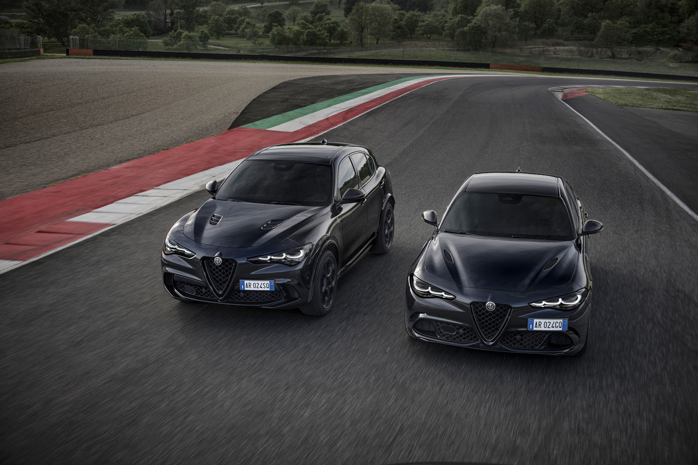 2024 Alfa Romeo Stelvio Quadrifoglio Super Sport (left) and Giul