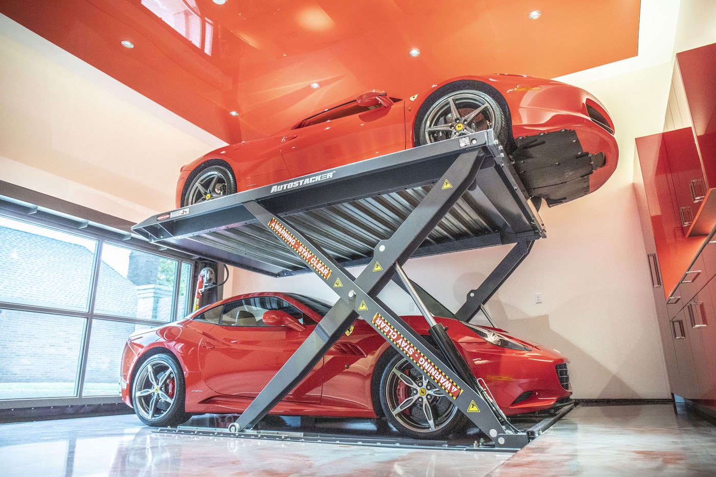 Autostacker’s sleek scissor lift design looks great in any garage while saving space.