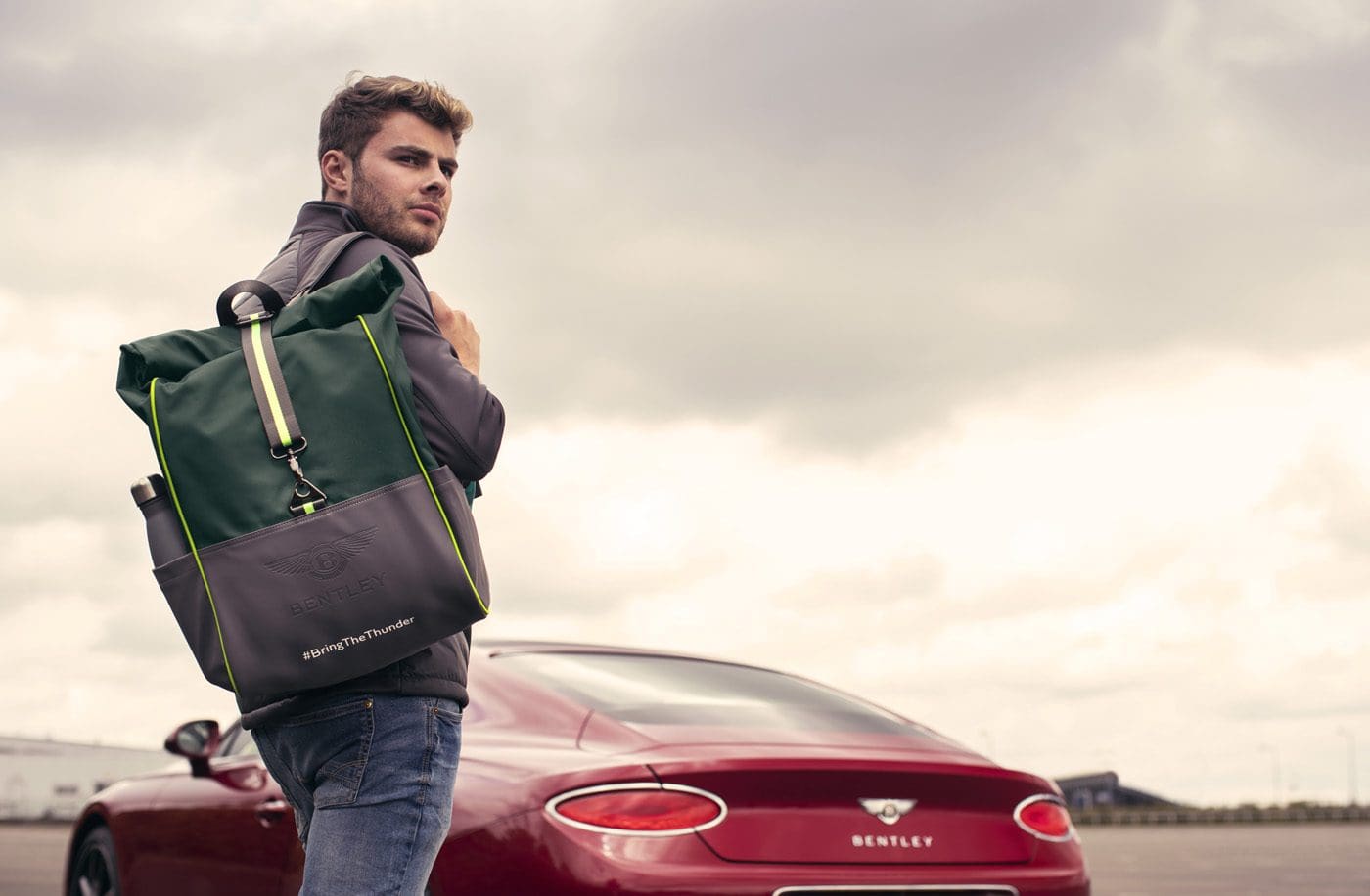 Bentley racing driver Seb Morris models the Bentley Rucksack - 1
