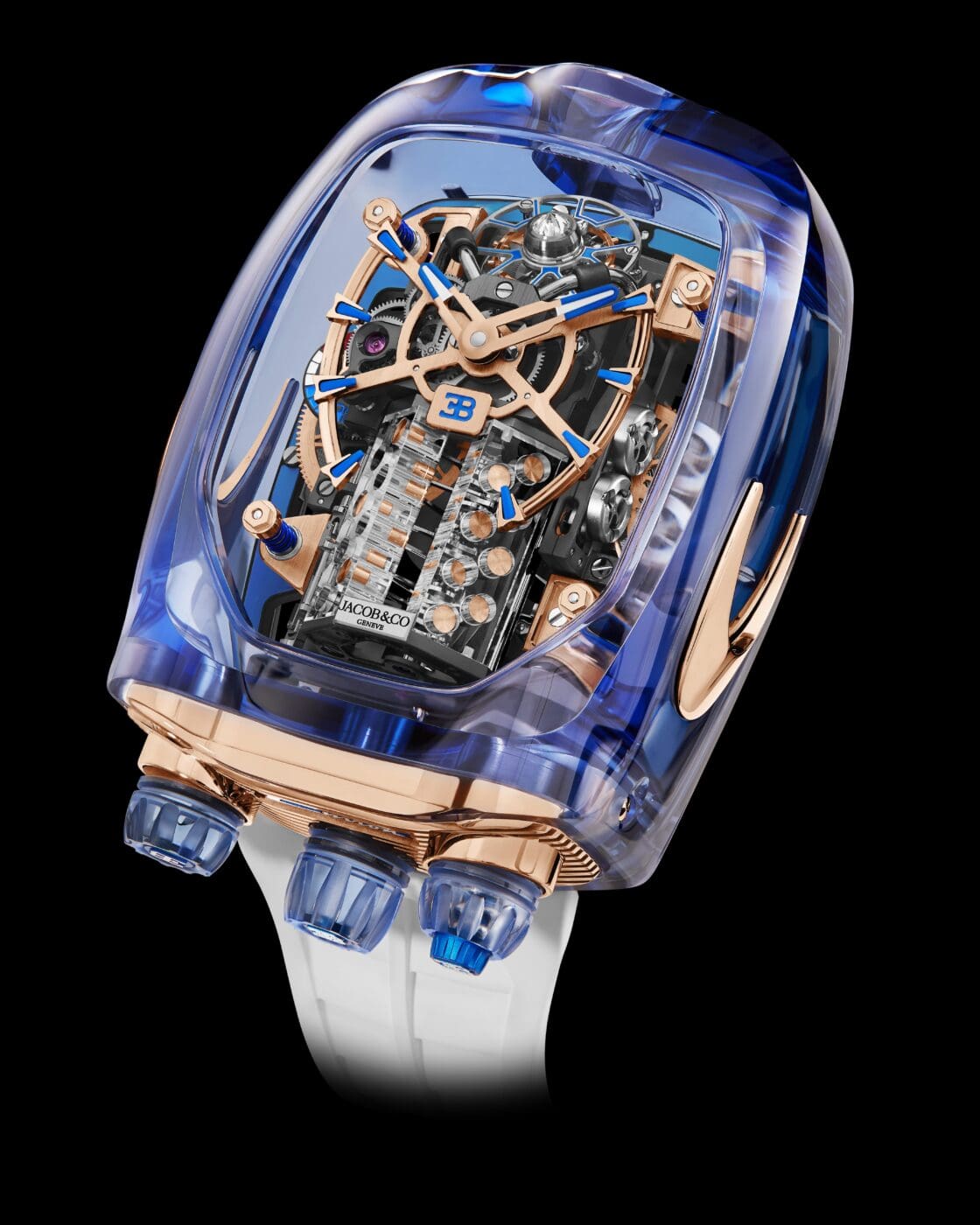 Bugatti Chiron Blue Sapphire Crystal Watch Features a W16 Engine Like Its Namesake Car