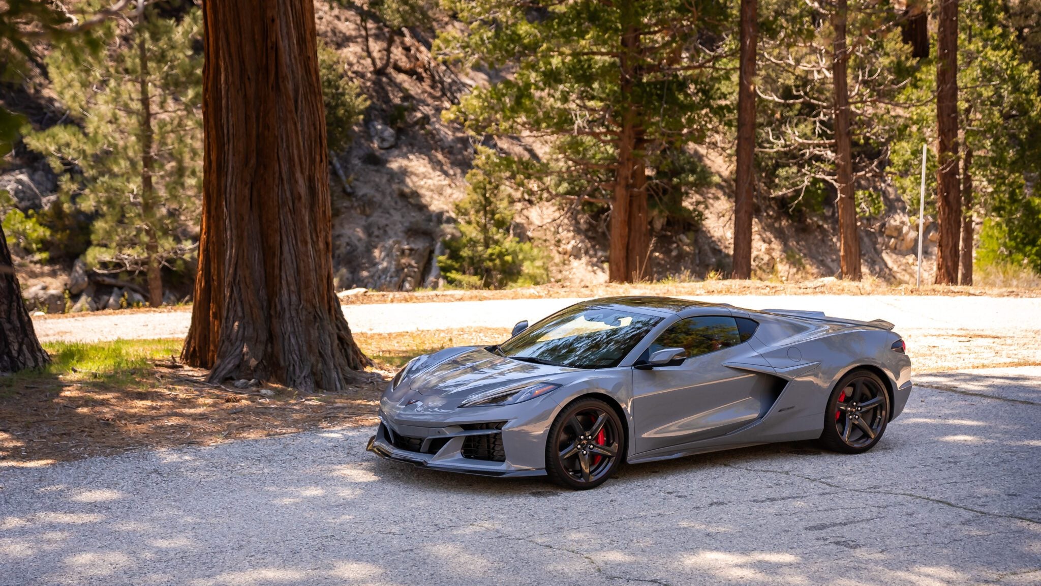 An image of a 2024 Chevrolet Corvette E-Ray parked outdoors.