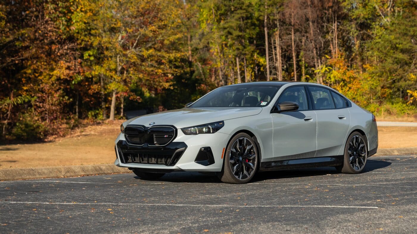 A photo of a BMW i5 M60 parked outdoors.