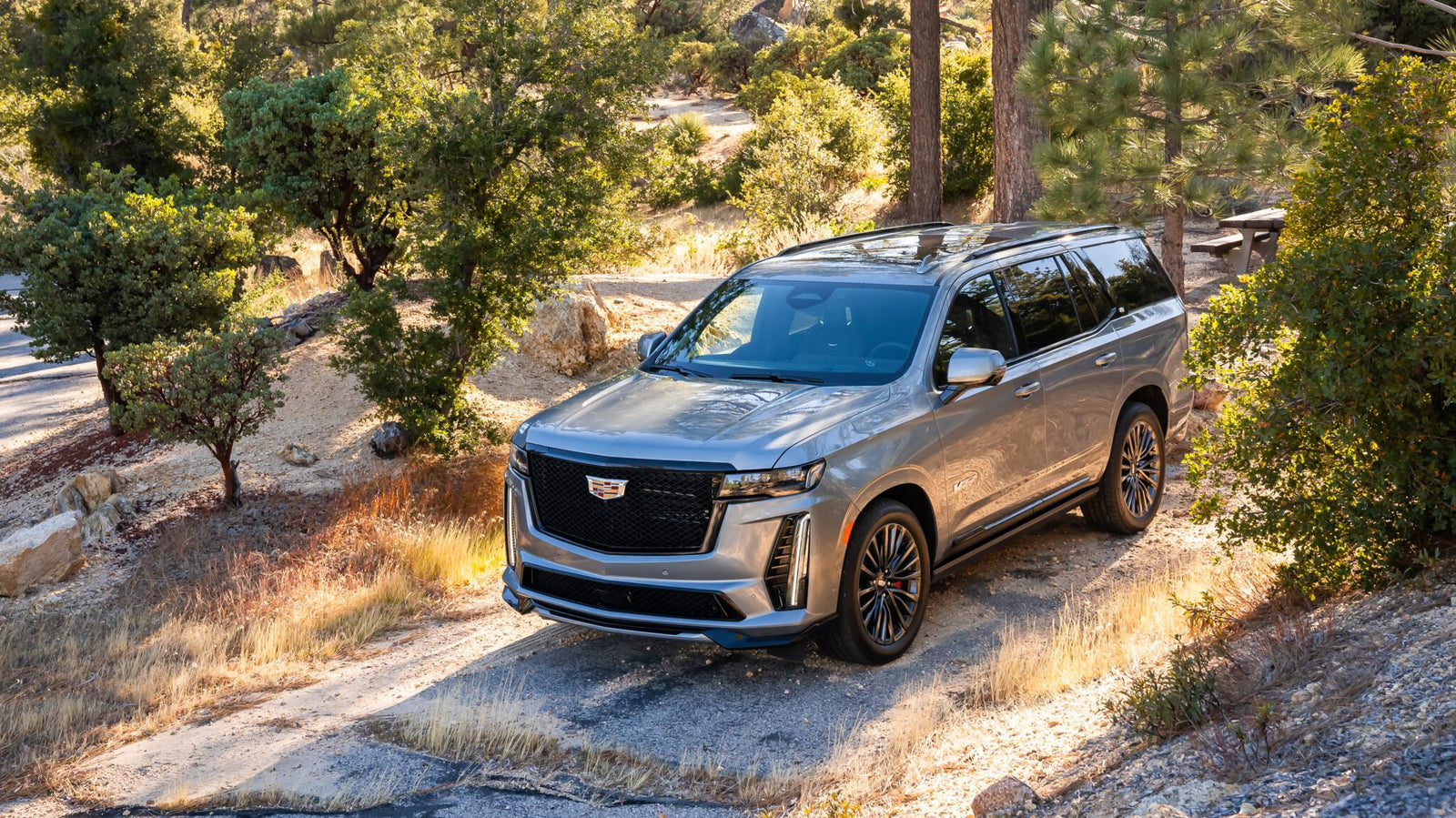 An image of a Cadillac Escalade V parked outdoors.