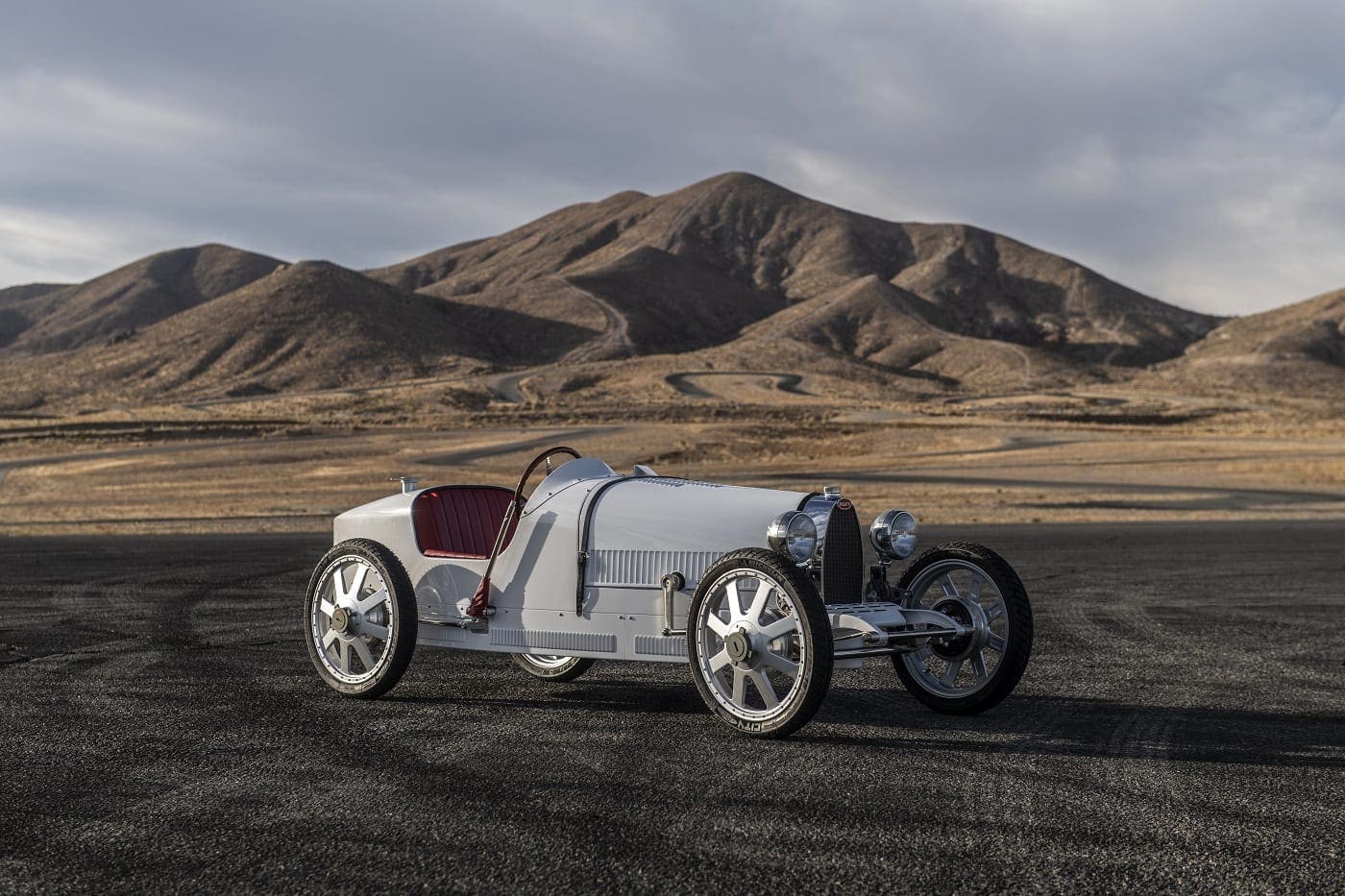 Golden hour at Willow Springs Raceway. As per the original just 500 Bugatti Baby IIs are being built