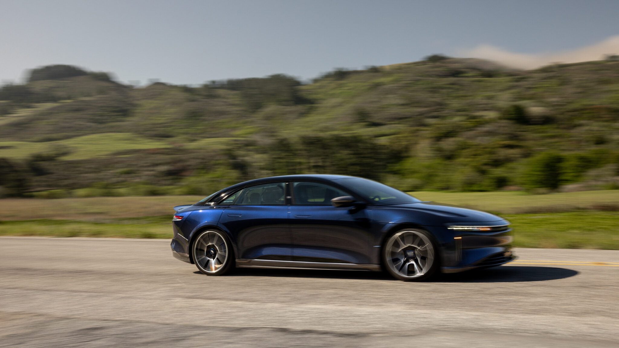 An image of a 2024 Lucid Air Sapphire outdoors.