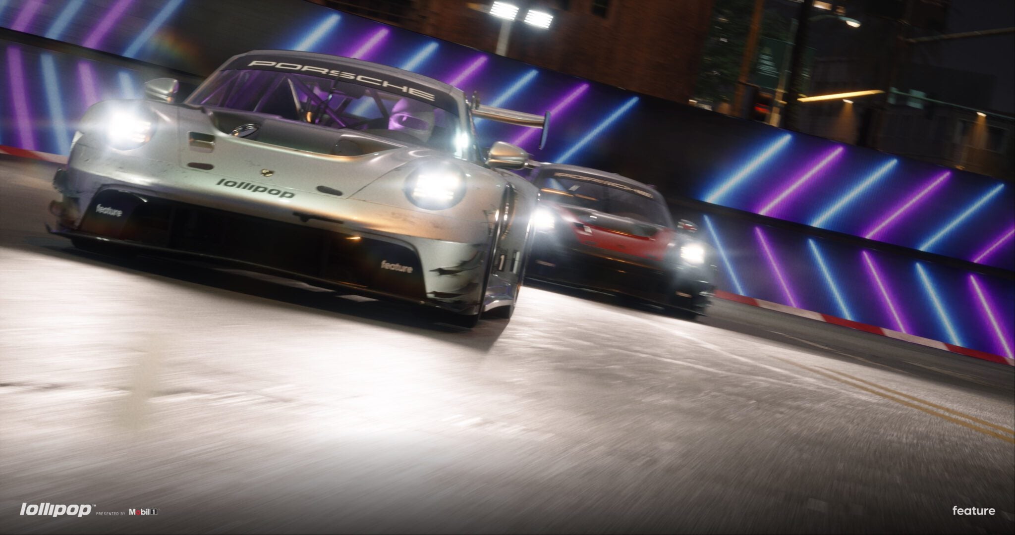 An image of a Porsche in a teaser shot for Lollipop Racing.