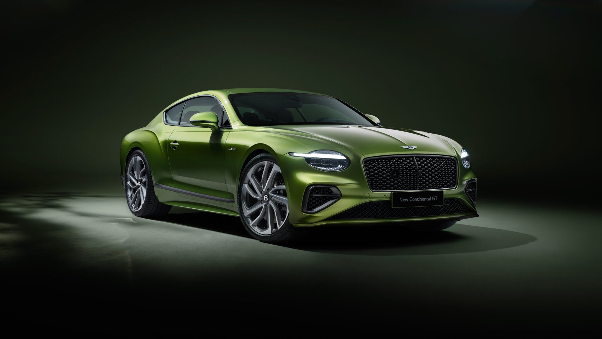 An image of the 2025 Bentley Continental GT parked in a studio.