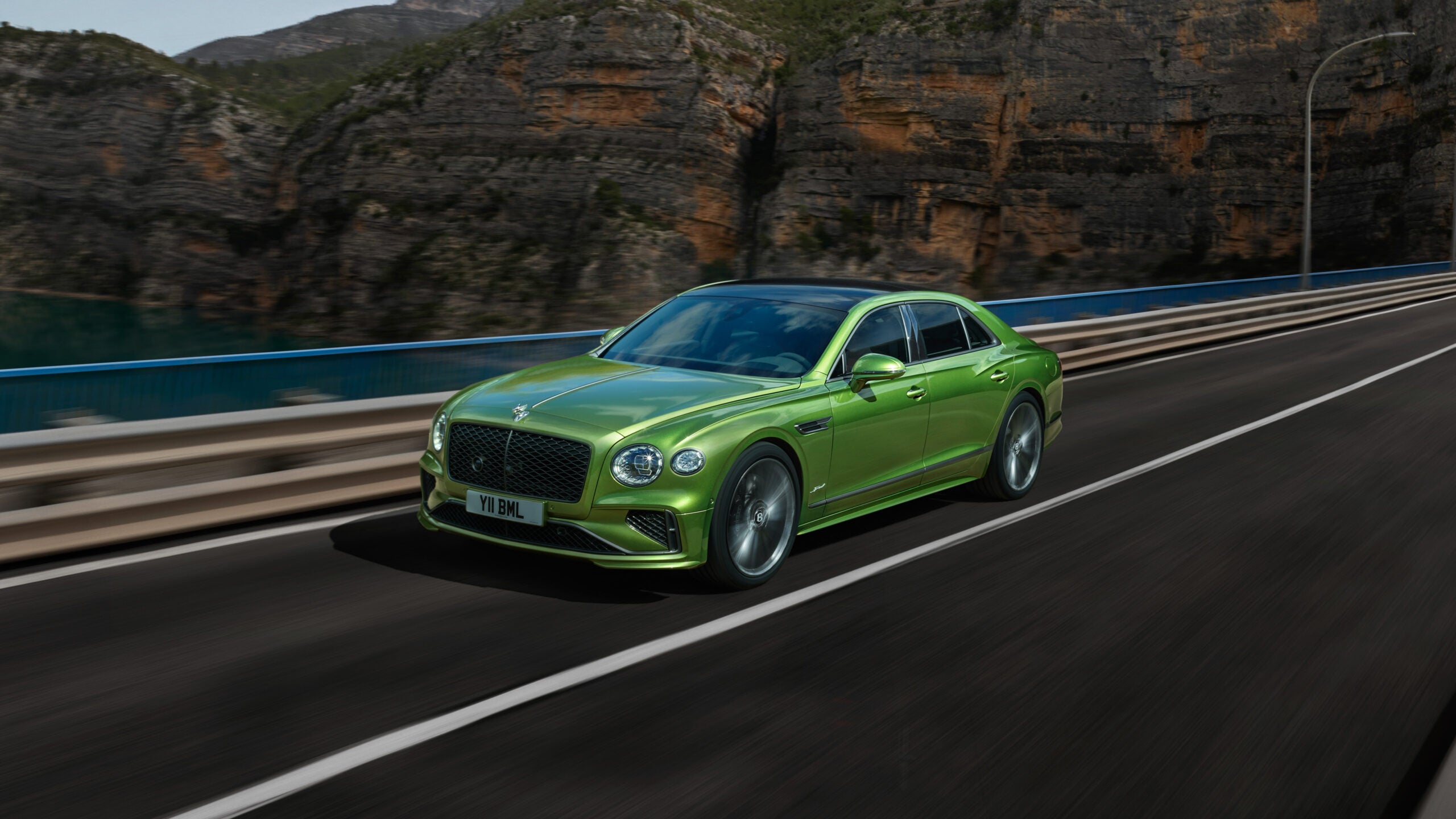 An image of a Bentley Flying Spur on the road.