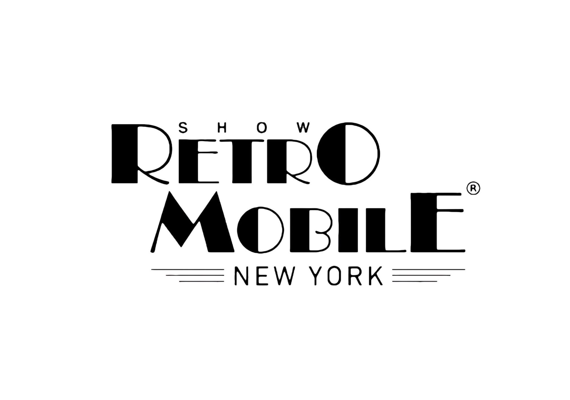 Logo with the text "Show Retro Mobile New York" in a stylized black font on a white background.
