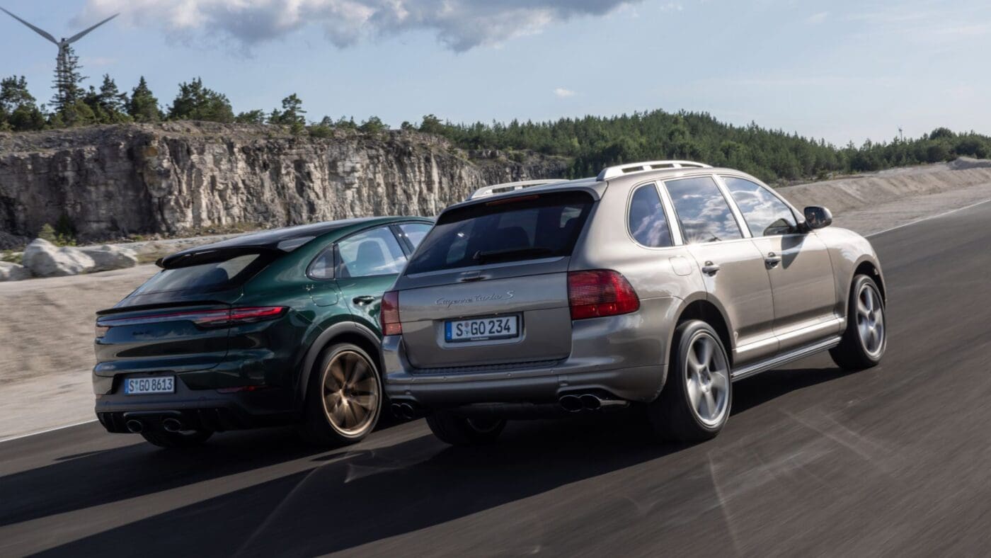 Porsche Cayenne Turbo GT next to Porsche Cayenne Turbo S
