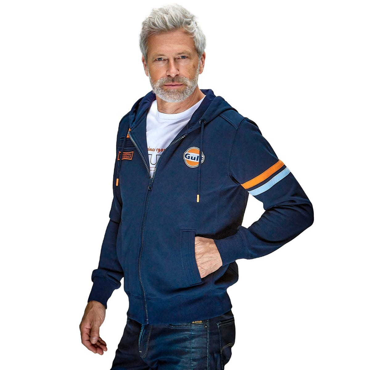 GrandPrix Originals Men's Gulf Hybrid Full Zip Hoodie - Light Blue