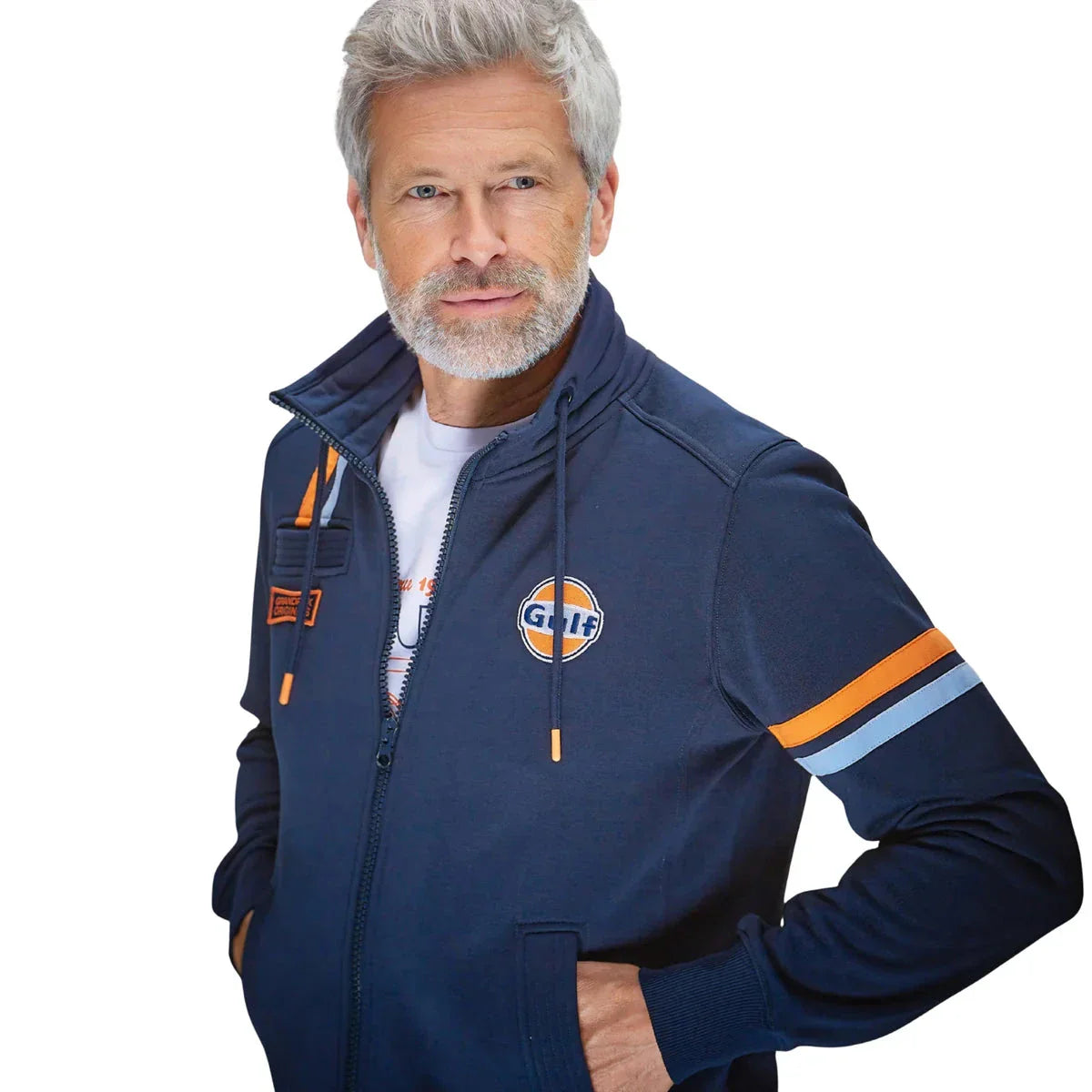 GrandPrix Originals Men's Gulf Hybrid Full Zip Jacket - Light Blue/Navy