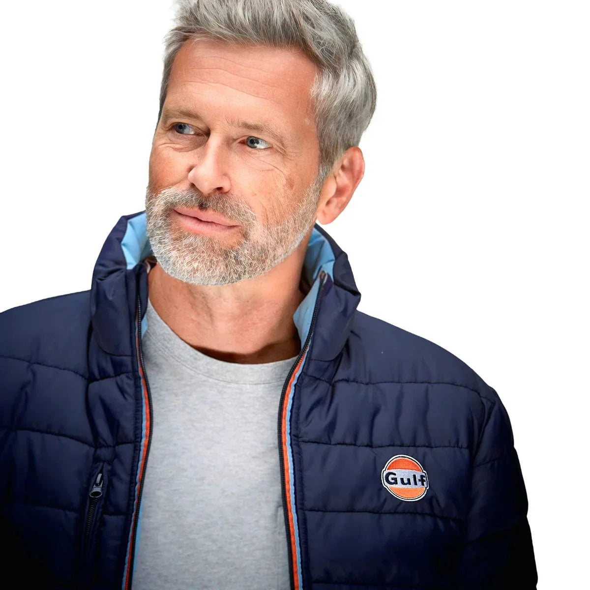 GrandPrix Originals Men's Gulf Reversible Puffer Jacket- Gulf Blue/Navy