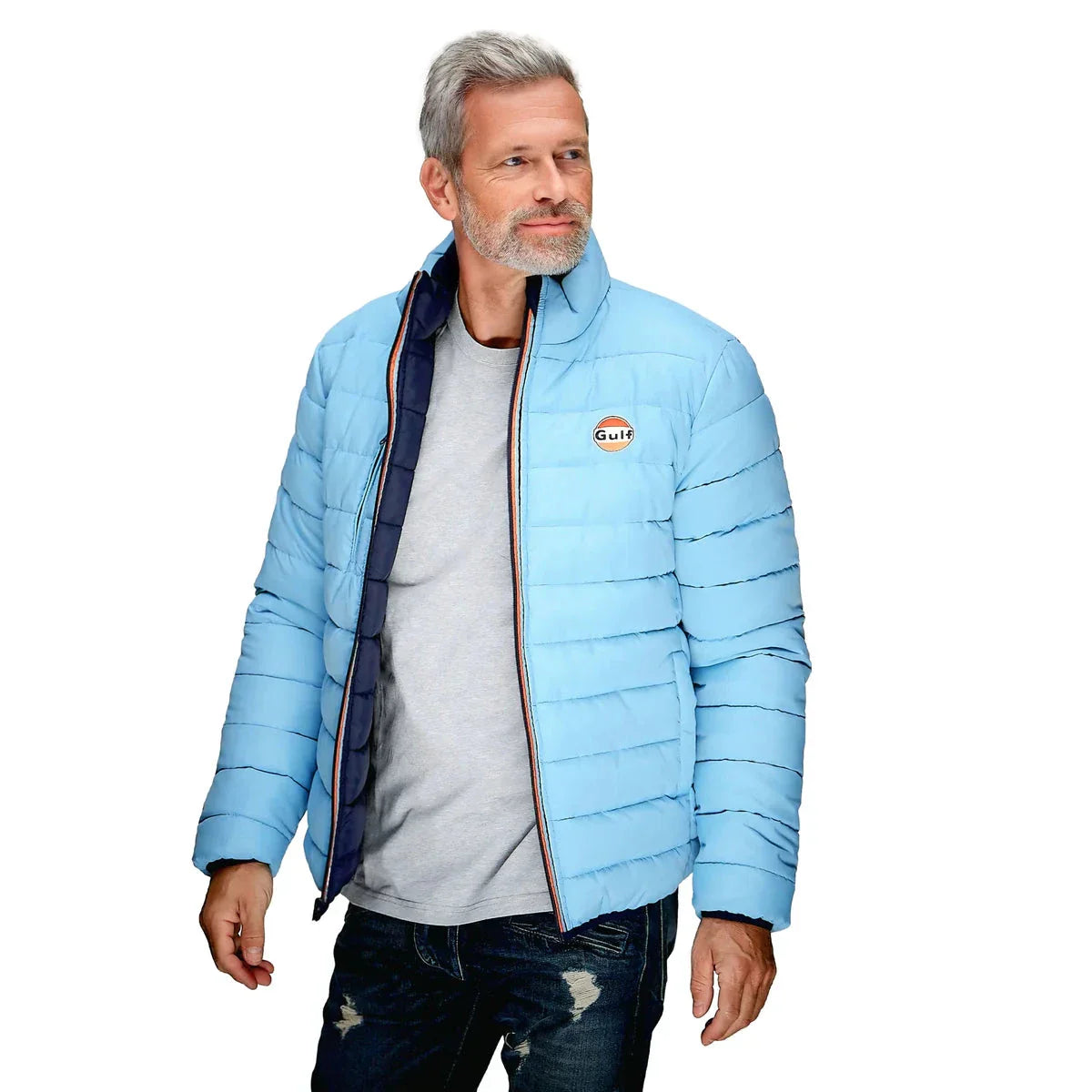 GrandPrix Originals Men's Gulf Reversible Puffer Jacket- Gulf Blue/Navy