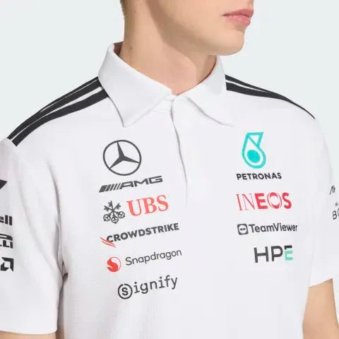 Mercedes - AMG Petronas Formula One 2026 Men's Team Polo Shirt - White/Black