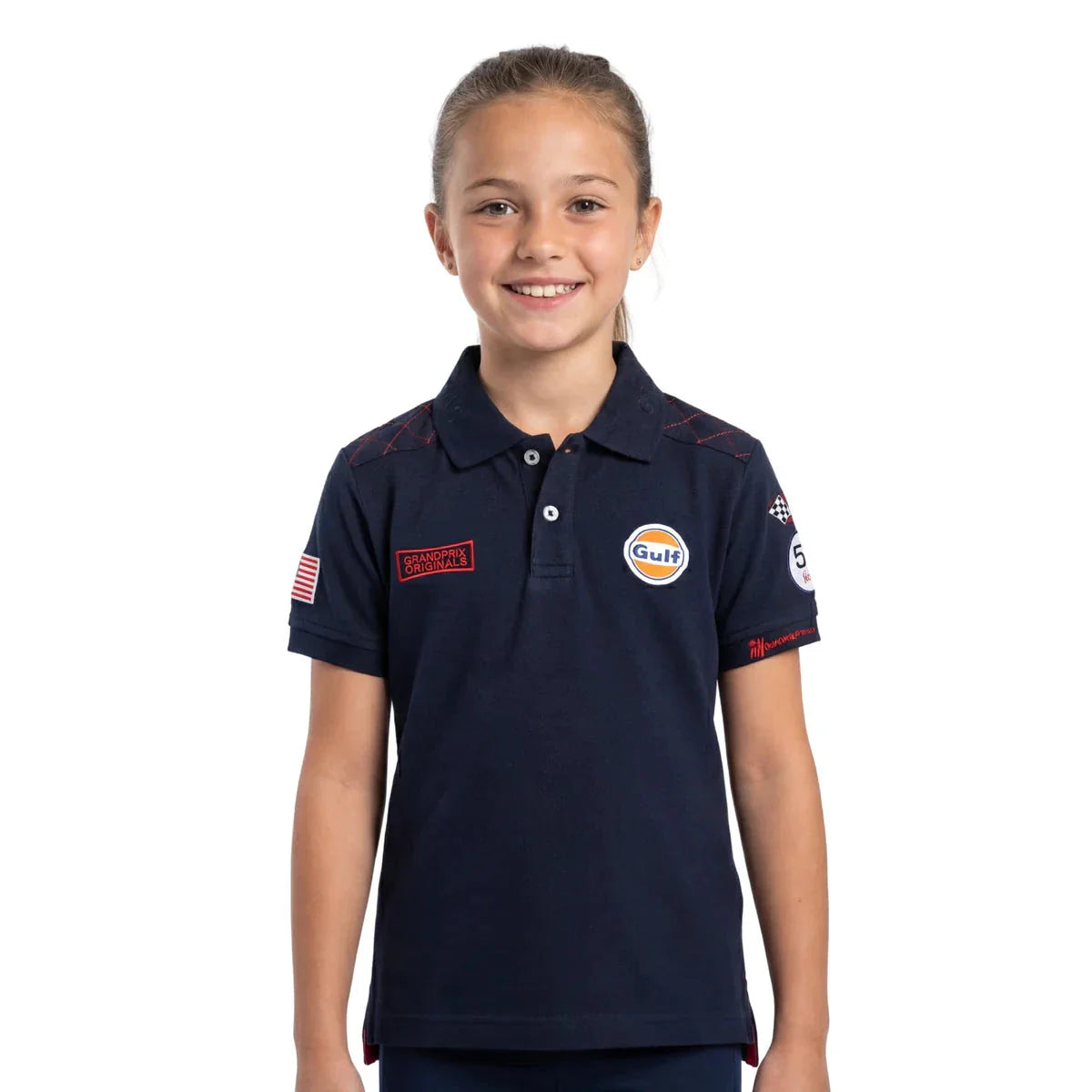 GrandPrix Originals Gulf Heuer ポロシャツ 紺 GrandPrix Originals Kids Gulf Polo Shirt - Youth Navy/Gulf Blue