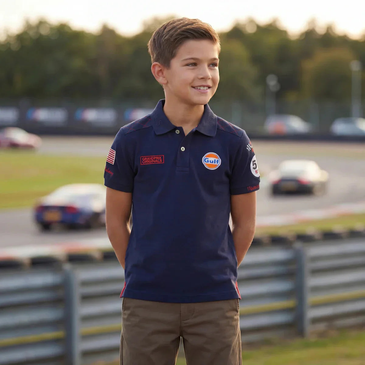 GrandPrix Originals Kids Gulf Polo Shirt - Youth Navy/Gulf Blue