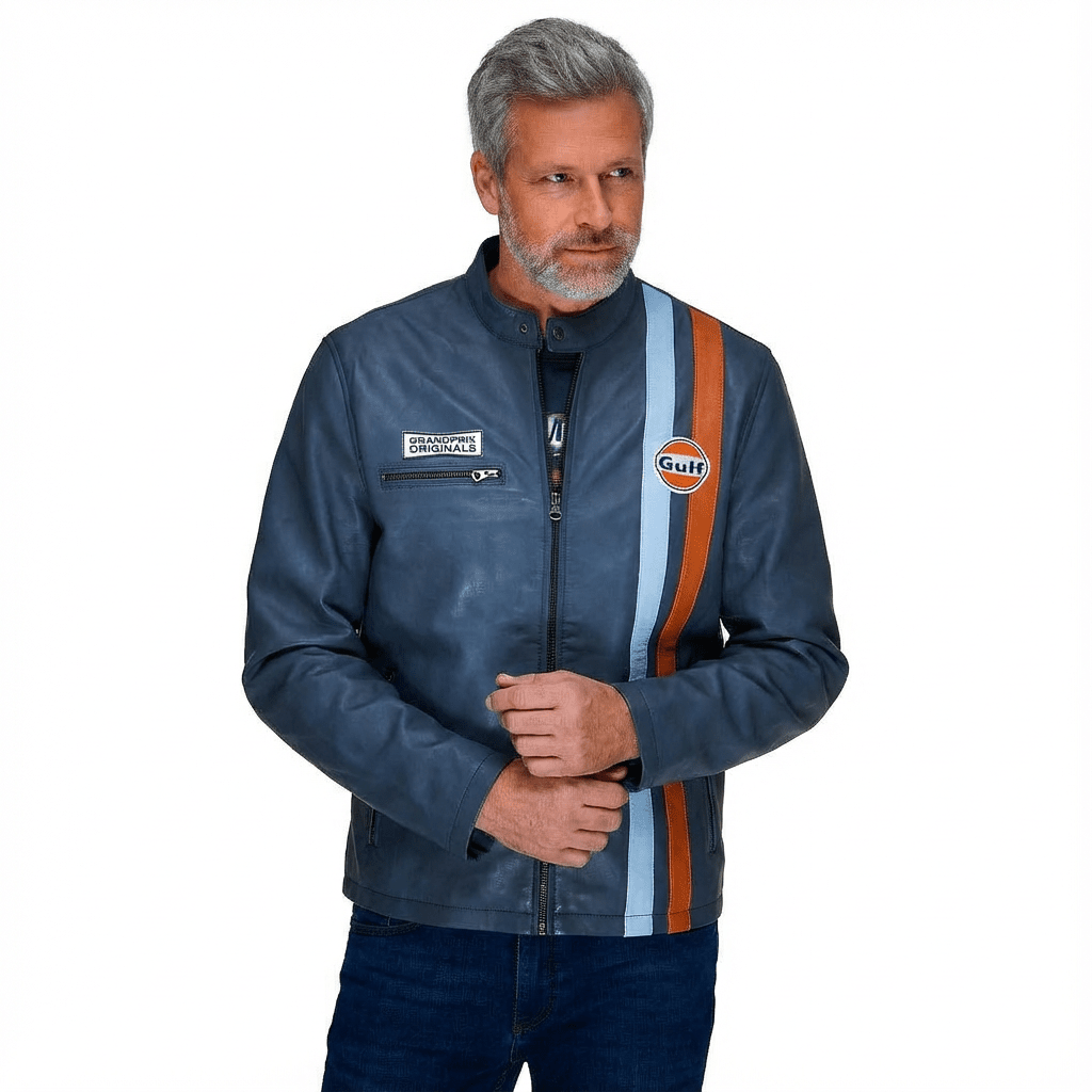 GrandPrix Originals Men's Gulf Roadmaster Lambskin Leather Racing