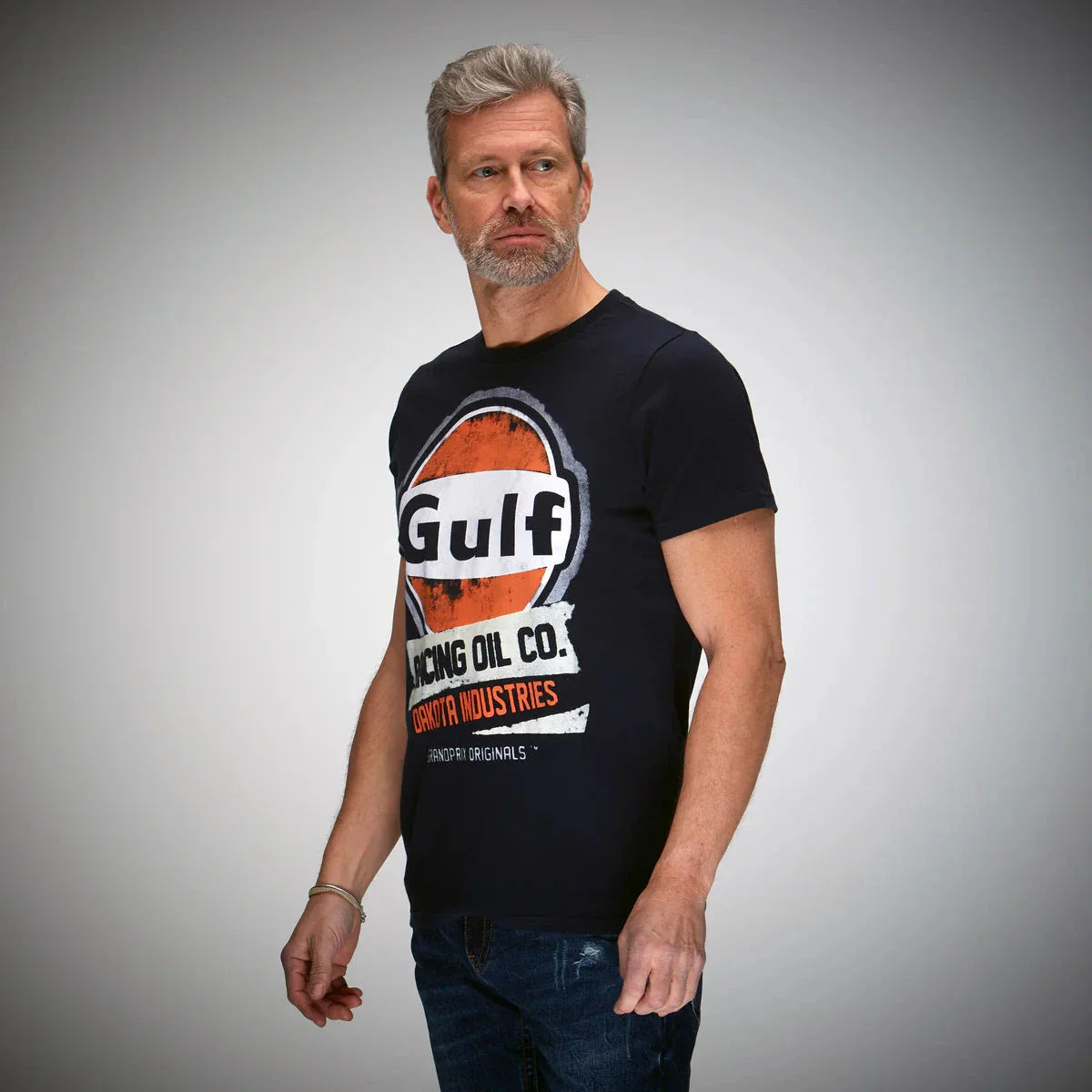 GrandPrix Originals Men's Gulf Vintage Racing Oil Round Neck T-Shirt - Navy