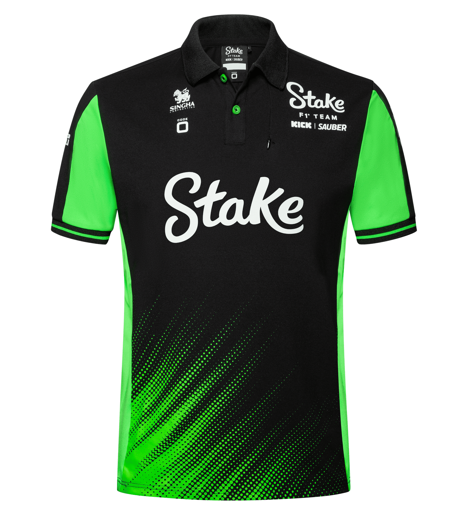 Stake F1 Kick Sauber 2025 Men's Team Polo Shirt - Black
