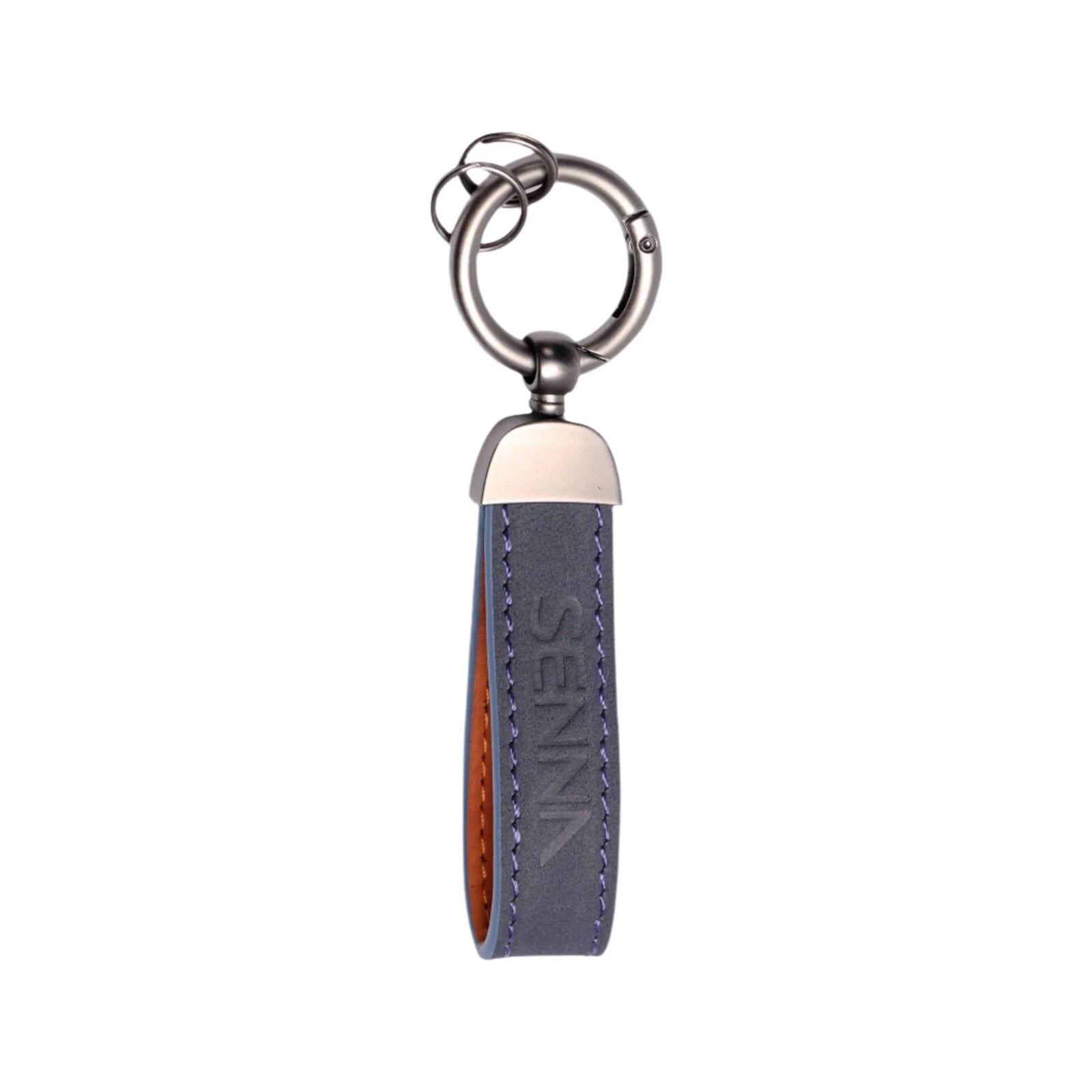 Ayrton Senna F1 Leather & Metal Keychain - Navy