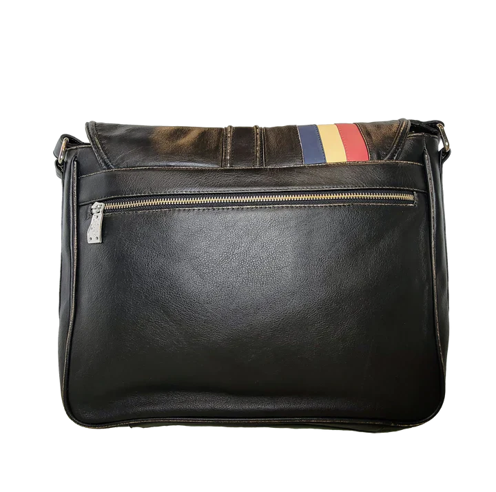 GrandPrix Originals Limited Edition Vintage Leather Silverstone Messenger Bag - Black