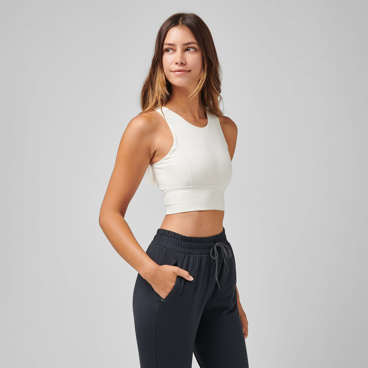High Neck Pocket Long Bra