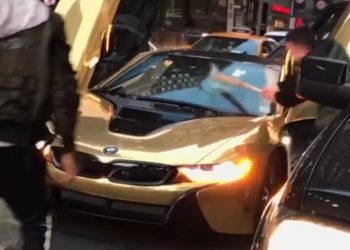 Coby Persin’s Gold BMW i8 Smashed With Bat by Angry Guy