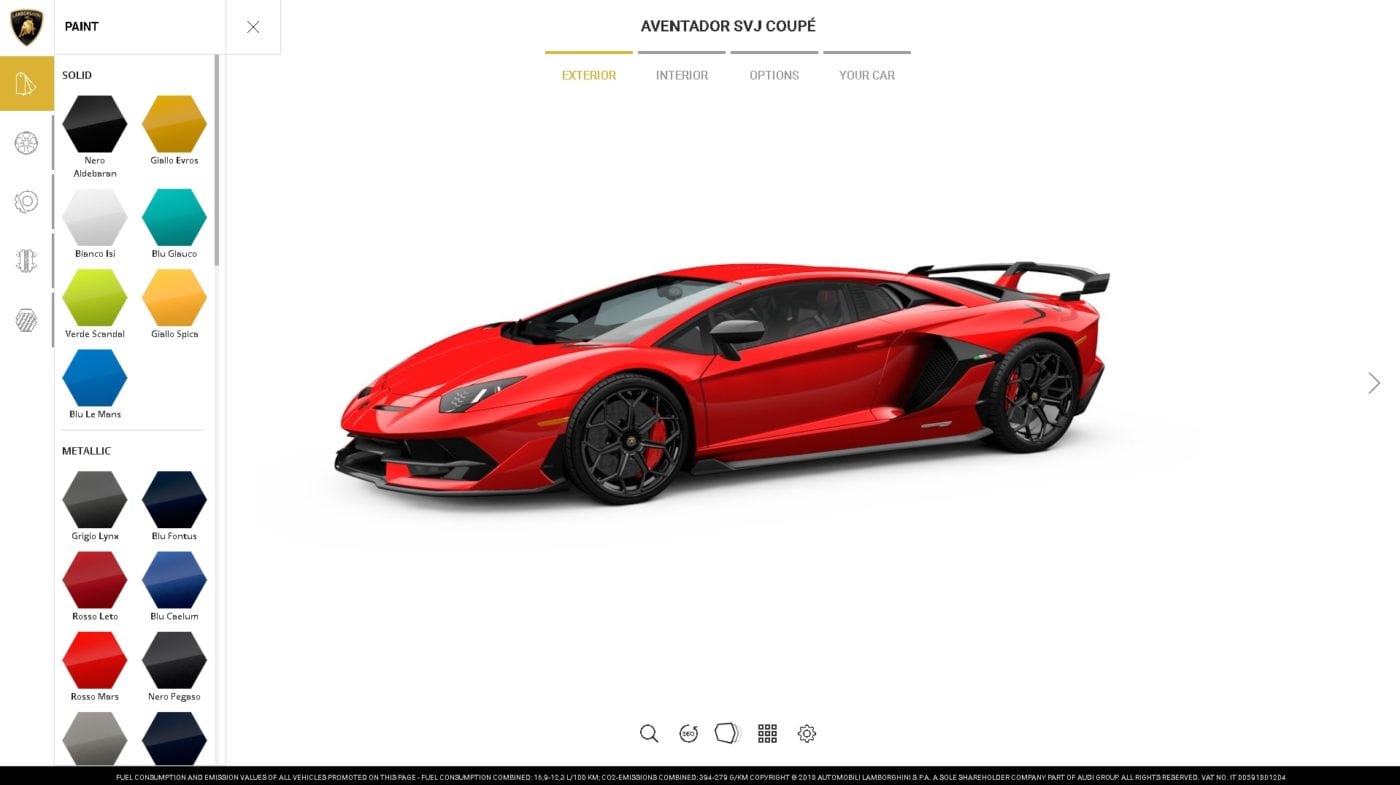 Launches Aventador SVJ Configurator
