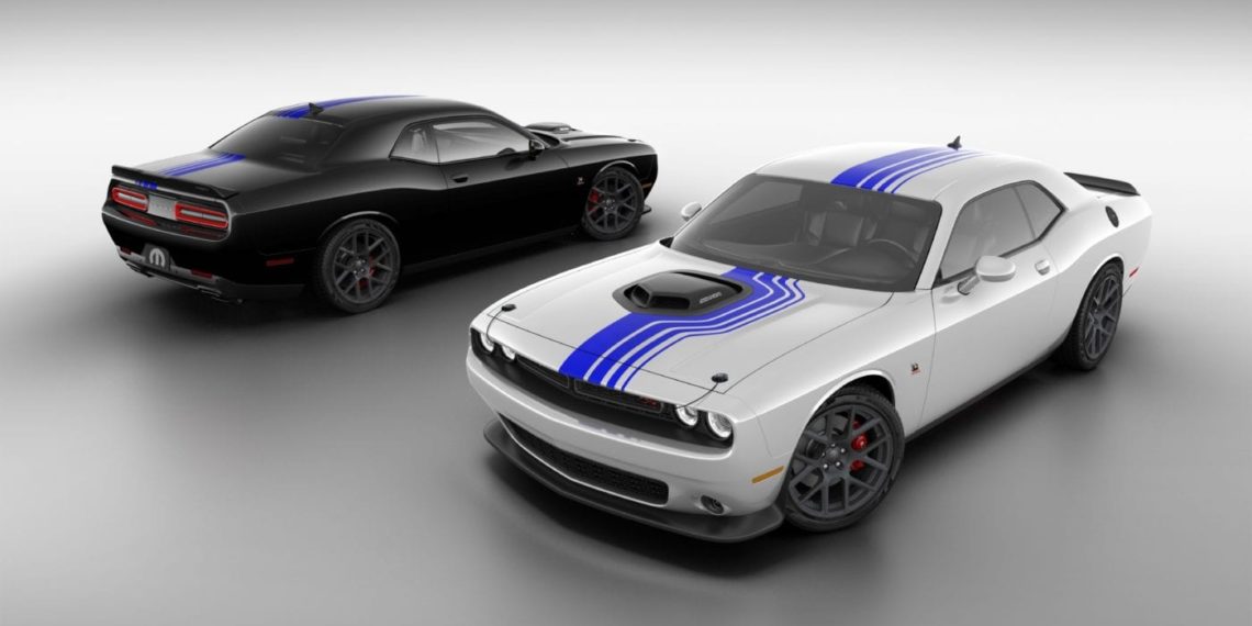 Mopar celebrates a decade of factory-vehicle customization with the unveiling of the Mopar ’19 Dodge Challenger. Based on the 2019 Dodge Challenger R/T Scat Pack, the Mopar ’19 Challenger carries several exterior and interior features only available on this limited production Mopar-branded muscle car.  Available in Pitch Black or White Knuckle, the Mopar ’19 Dodge Challenger offers exclusive Mopar Shakedown graphics, Shaker Hood and custom interior appointments.