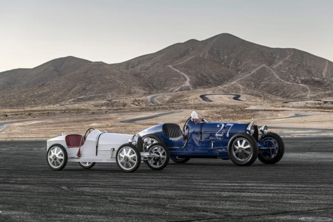 Side by side. The Bugatti Baby II with its iconic big brother the Type 35