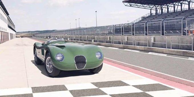 Jaguar Classic C type front3q paddock
