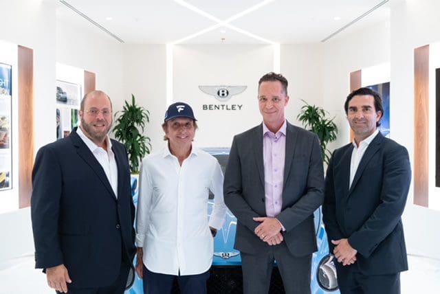 2. Gil Dezer Emerson Fittipaldi Cristiano Piquet and Sebastian Tettamanti at Bentley Residences Miami Sales Gallery
