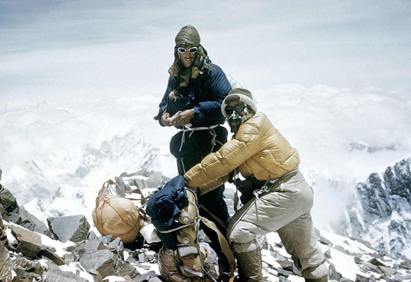 Edmund Hillary and Tensing Norgay on Everest, 1953