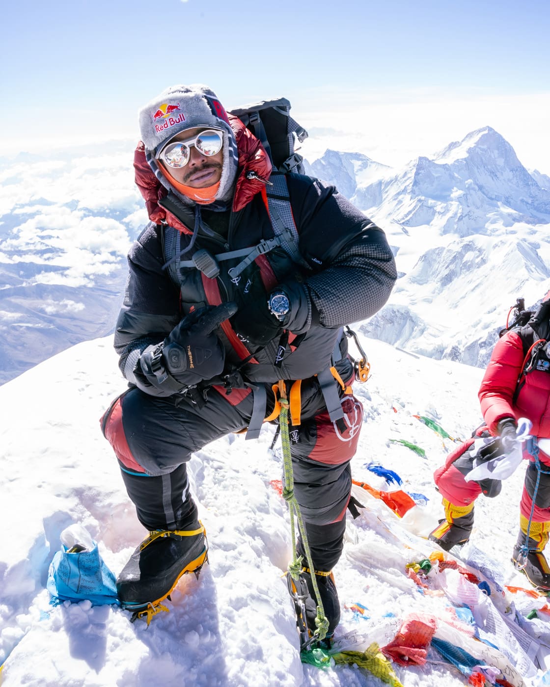 Mont Blanc on the summit of Everest May 2022. Photo Mingma Sherpa. Copyright Nimsdai