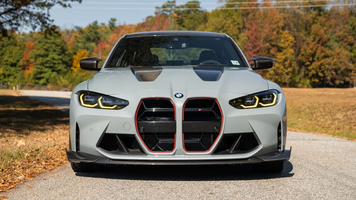 A head-on photo of the M3 CS' front end.