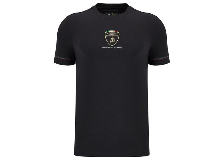 This Black T-shirt, prominently featuring a shield and "Squadra Corse" text, makes a standout addition to any enthusiast's wardrobe and is an ideal pick for the duPont REGISTRY Gift Guide.