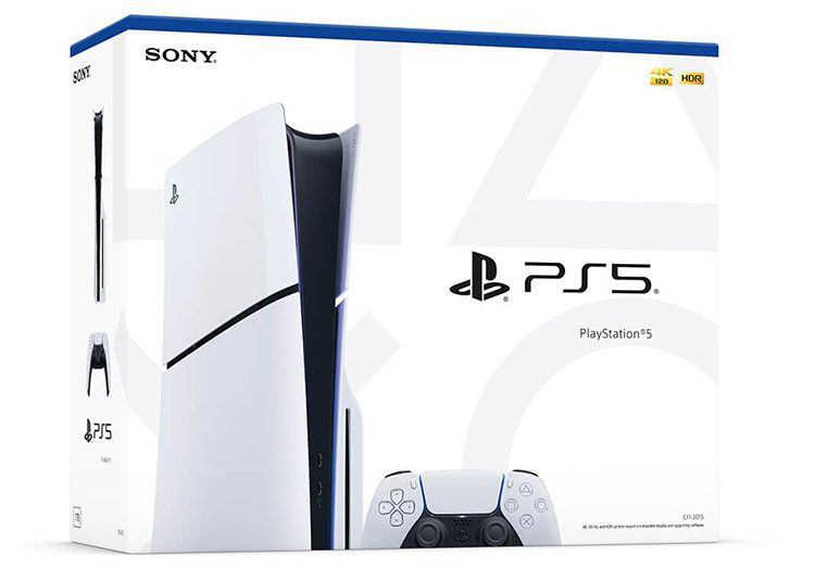 A PlayStation 5 console box, prominently showcasing the iconic PS5 logo, a sleek white console, and a DualSense controller image, makes its mark in the 2024 duPont REGISTRY as an ideal choice for any Valentines Day Gift Guide.