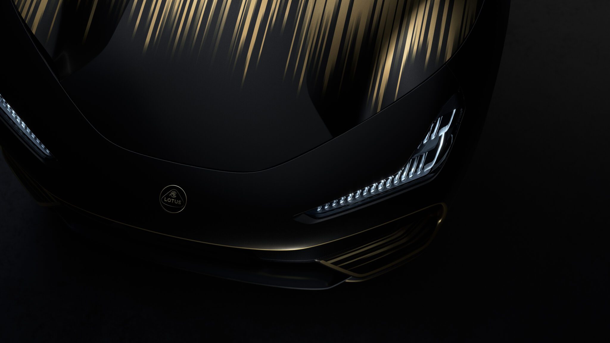 Lotus Chapman Bespoke Eletre black gold bonnet detail