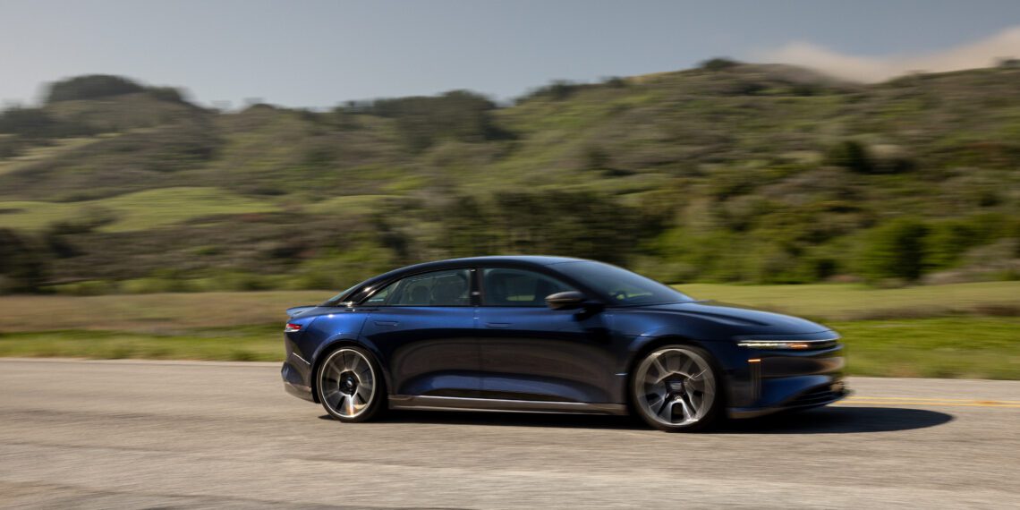 An image of a 2024 Lucid Air Sapphire outdoors.
