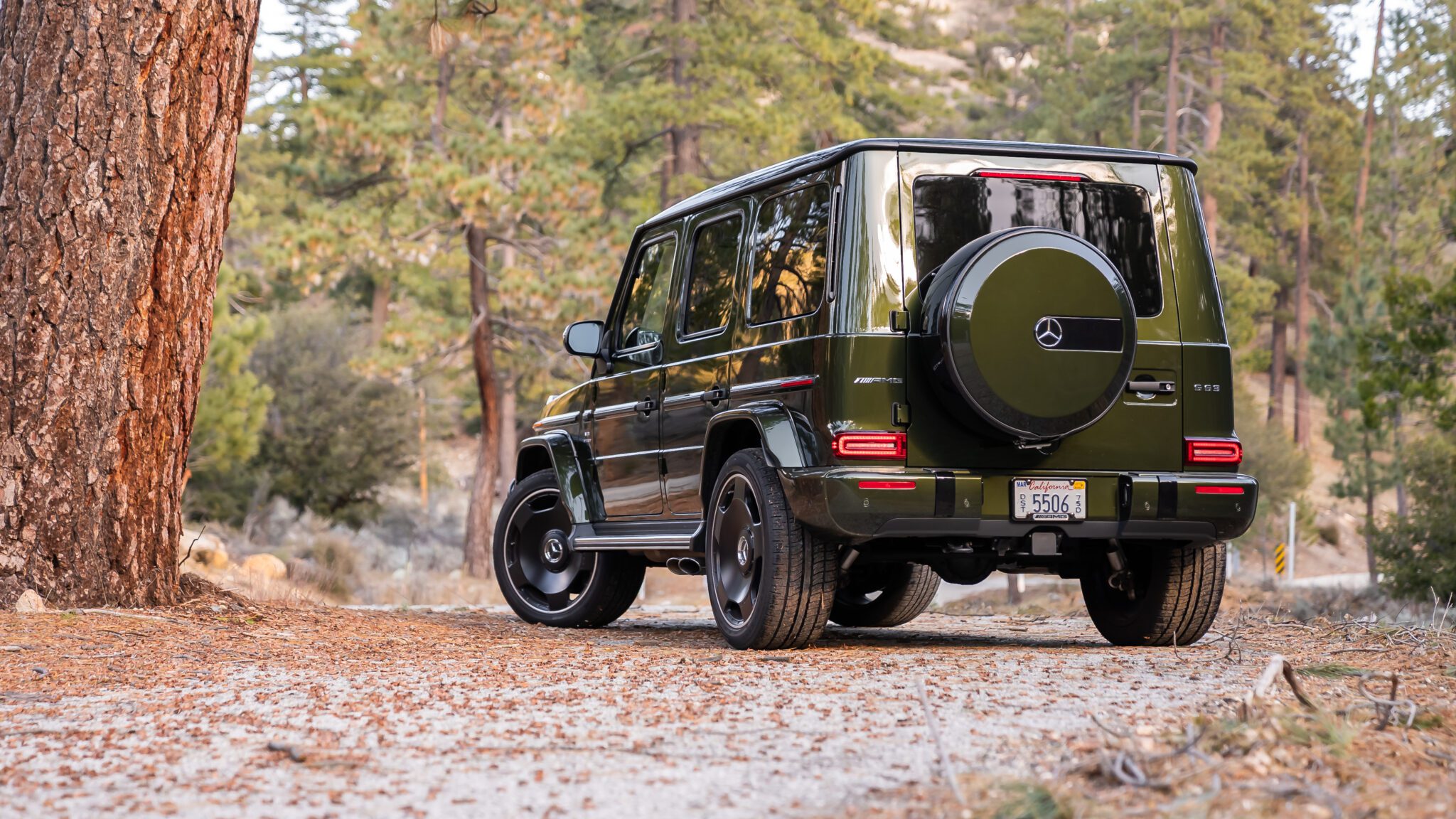 An image of a Mercedes-AMG G63 parked outdoors.