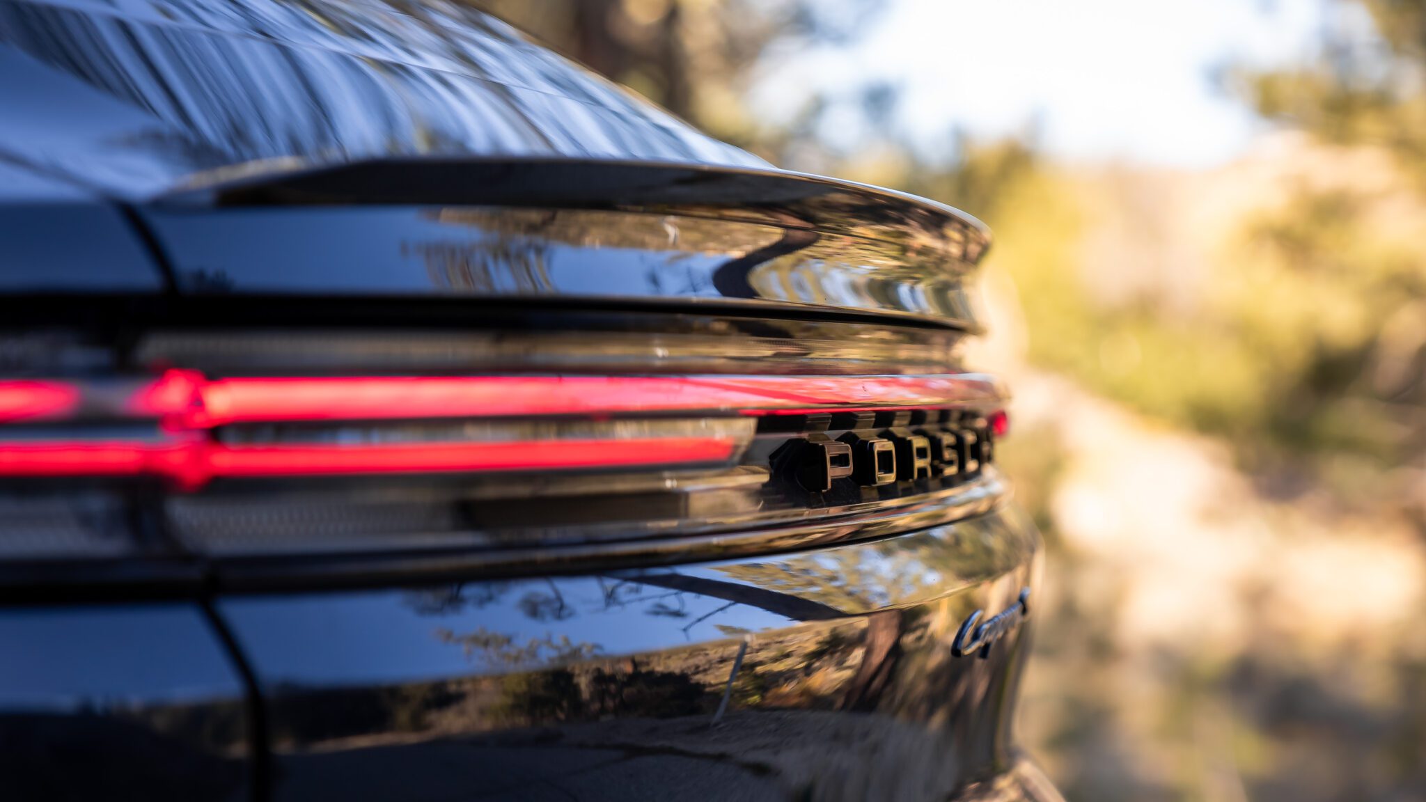 A close up shot of an SUV's taillights.