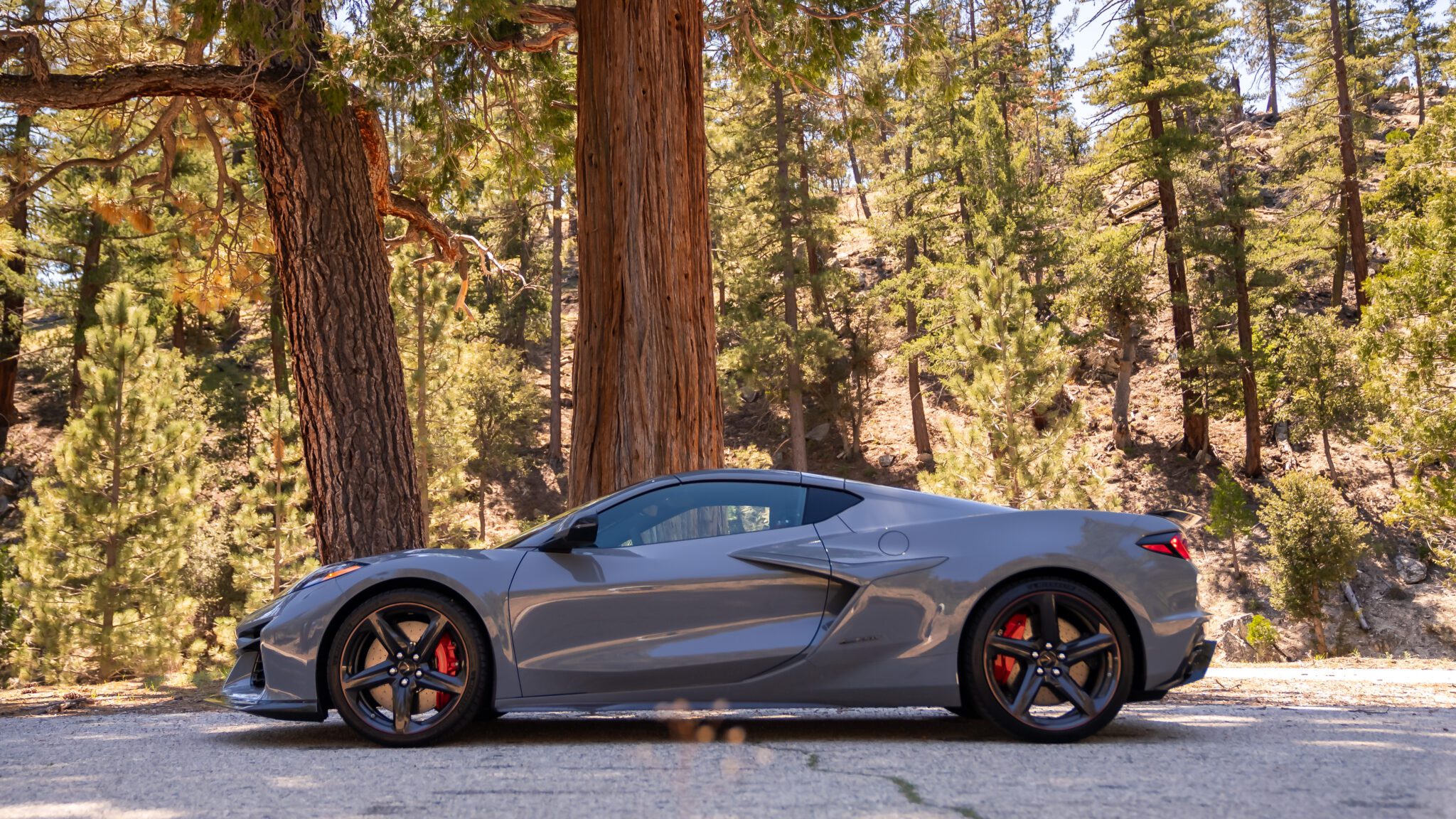 An image of a 2024 Chevrolet Corvette E-Ray parked outdoors.