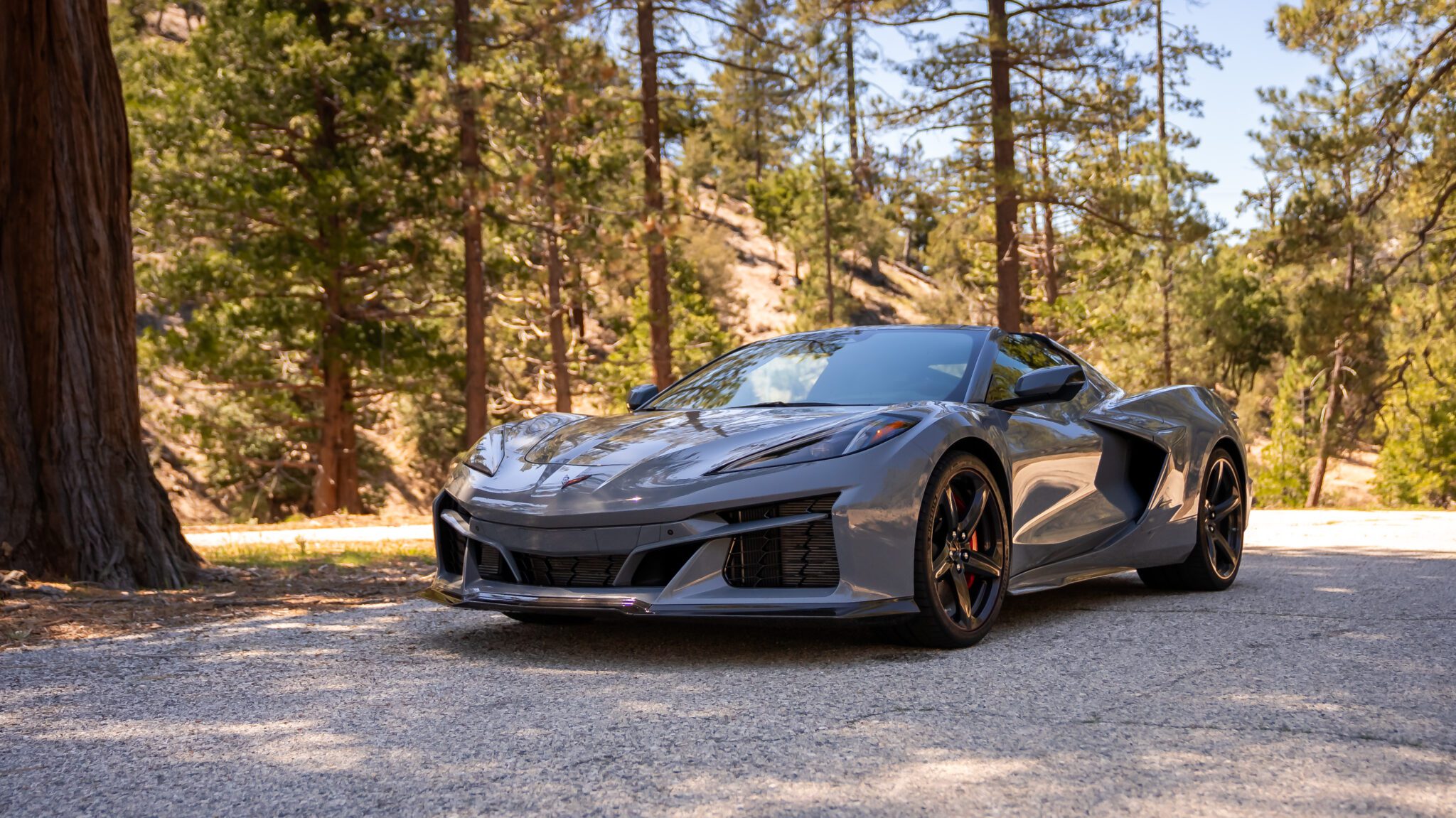 An image of a 2024 Chevrolet Corvette E-Ray parked outdoors.