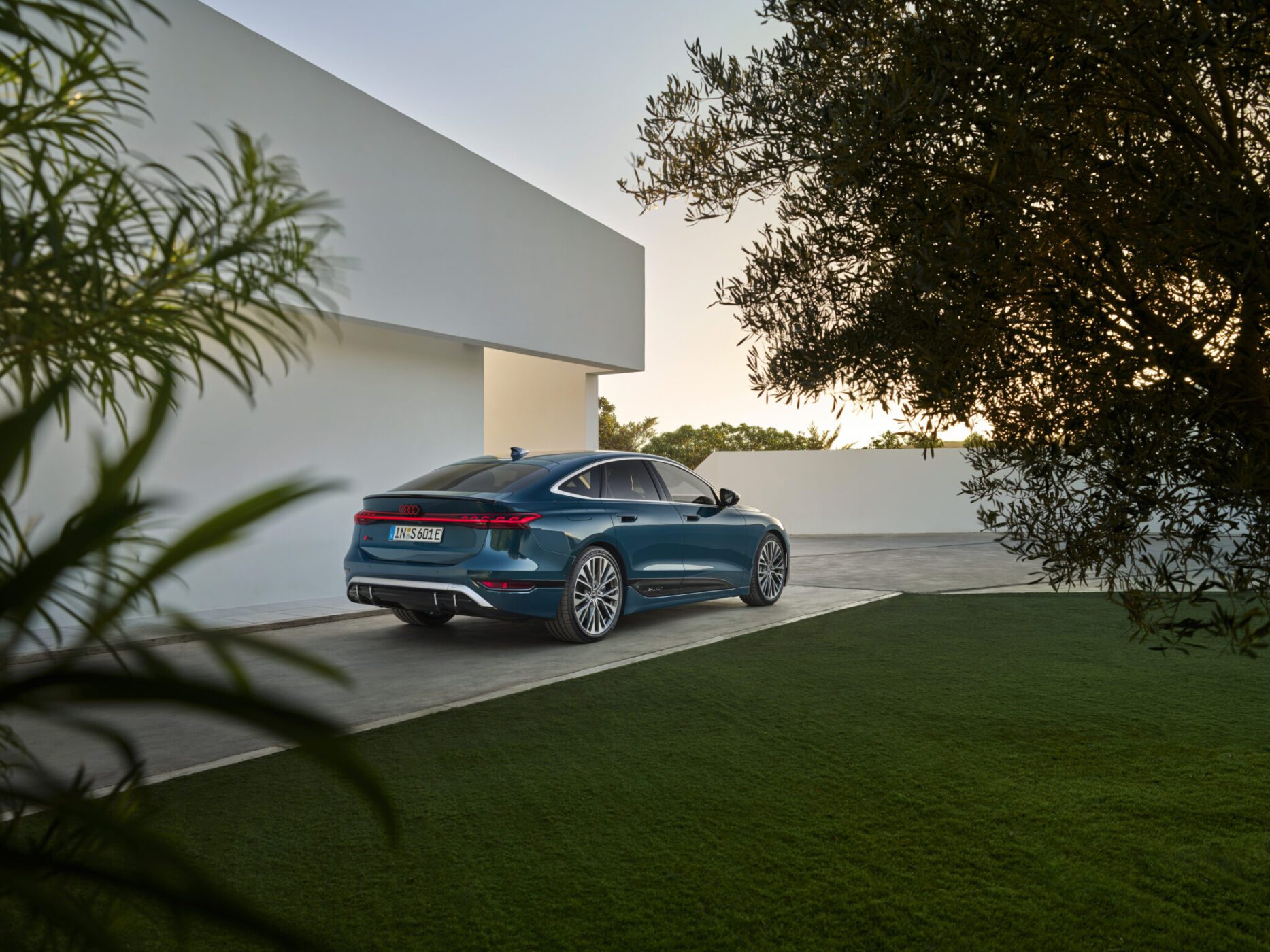 An image of an Audi S6 e-tron Sportback parked outdoors.