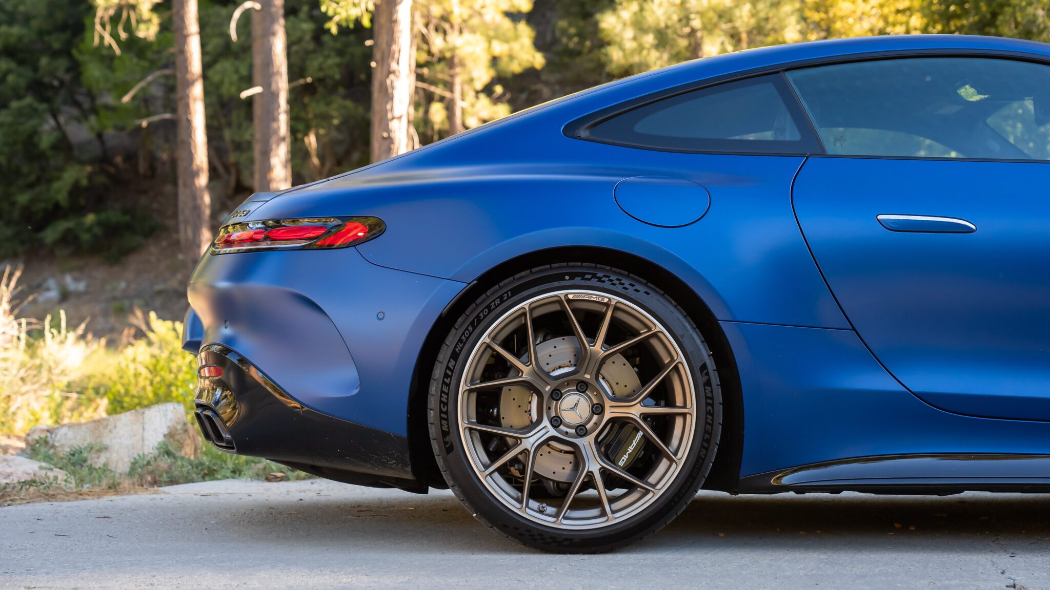 A close up shot of a car's rear quarter panel.