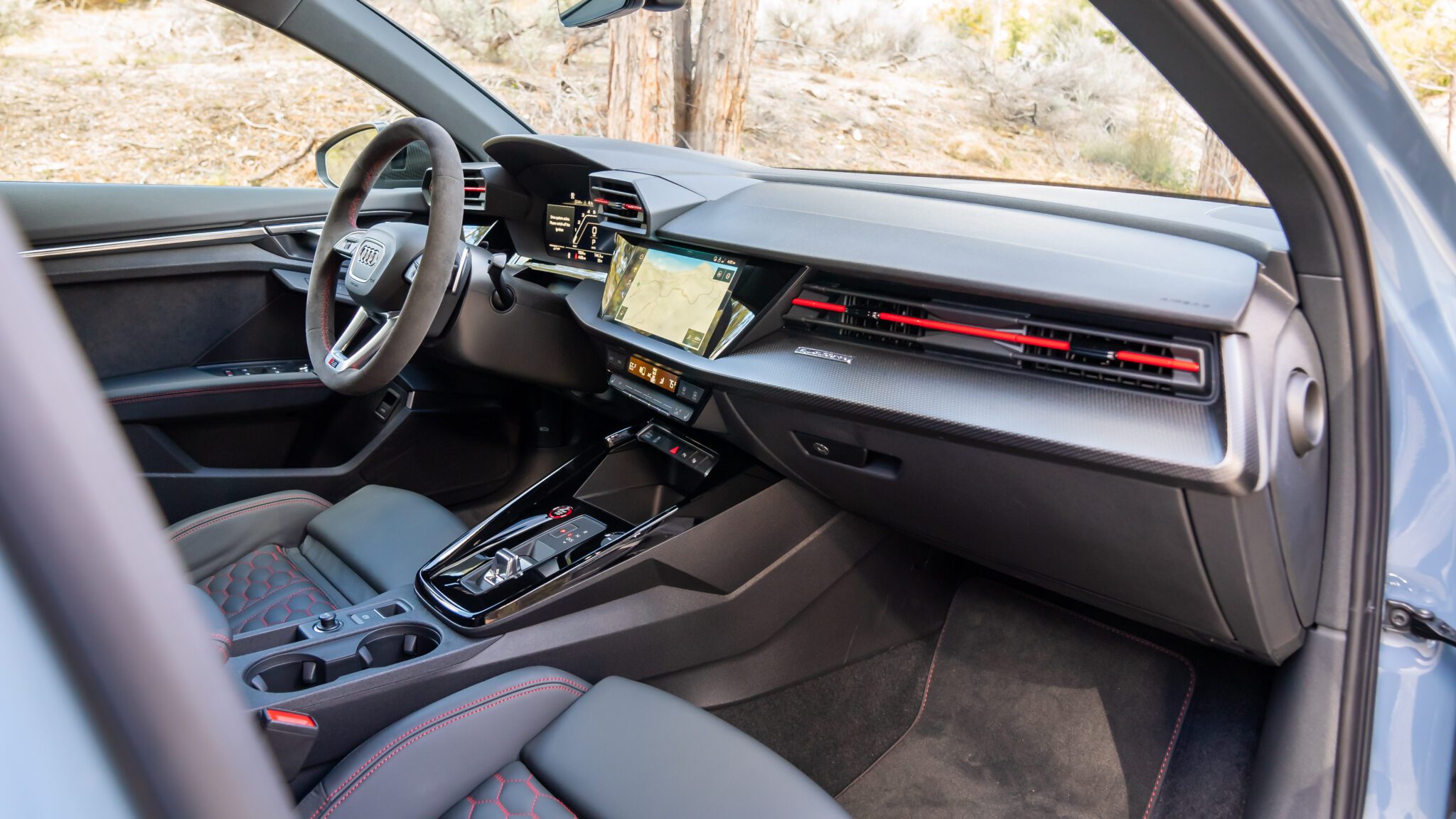 A shot of a car's interior.